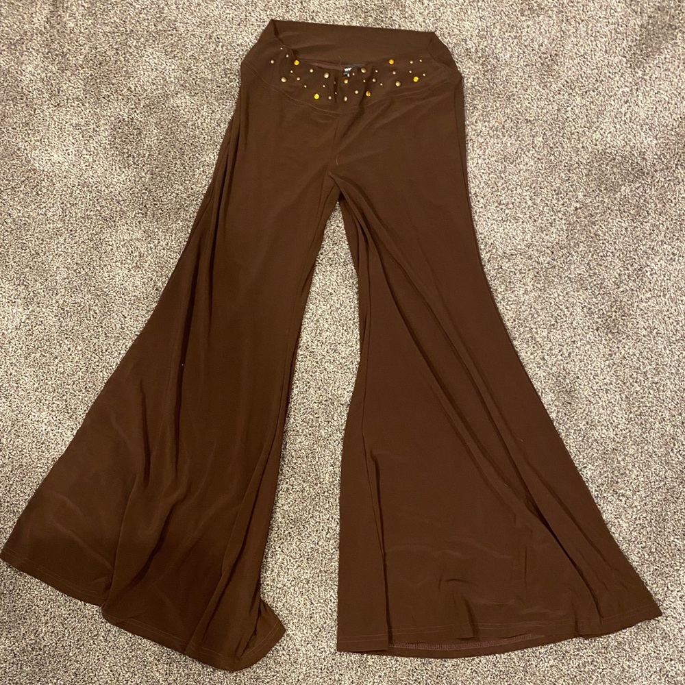 Wet Seal bell bottom comfy brown pants with beads